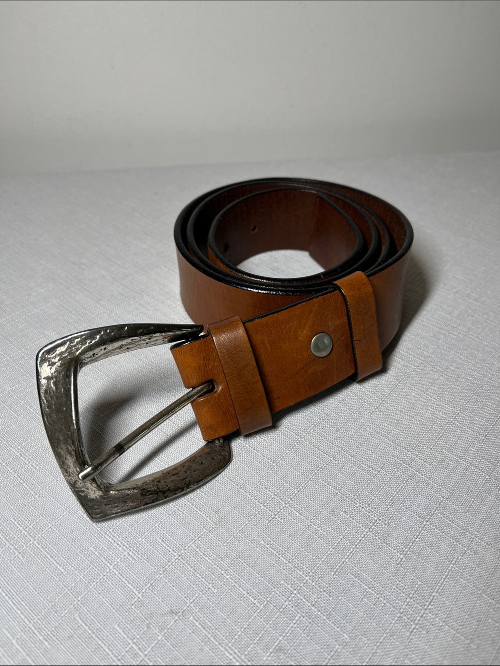 SILPADA Tan Leather Belt with Distressed Silver Buckle
LARGE